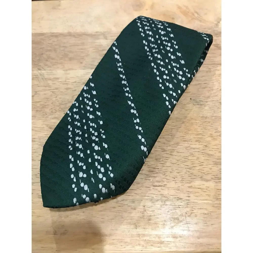 Wide Green and Silver Tie, Vintage Bonds Wide Tie, Patterned and Textured Tie